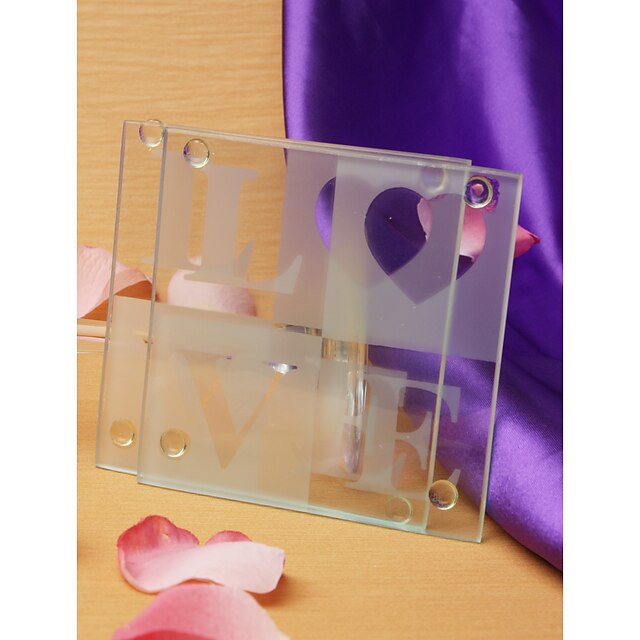  Love Glass Coasters(set of 2) Coaster Favors Wedding Party Chic & Modern