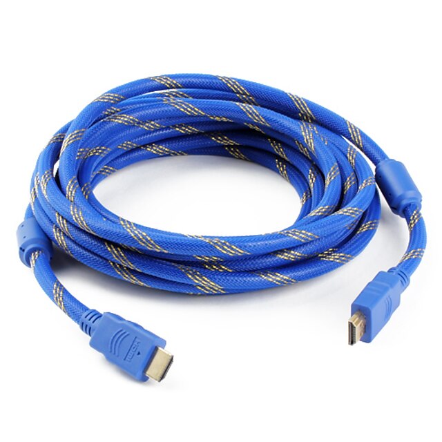  5M 15FT V1.4 1080P 3D 4K High Speed HDMI Cable w/Ferrite Cores - Blue, Flat Type