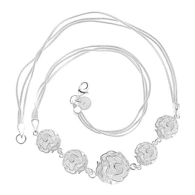  mode pläterad 925 silver blommor halsband