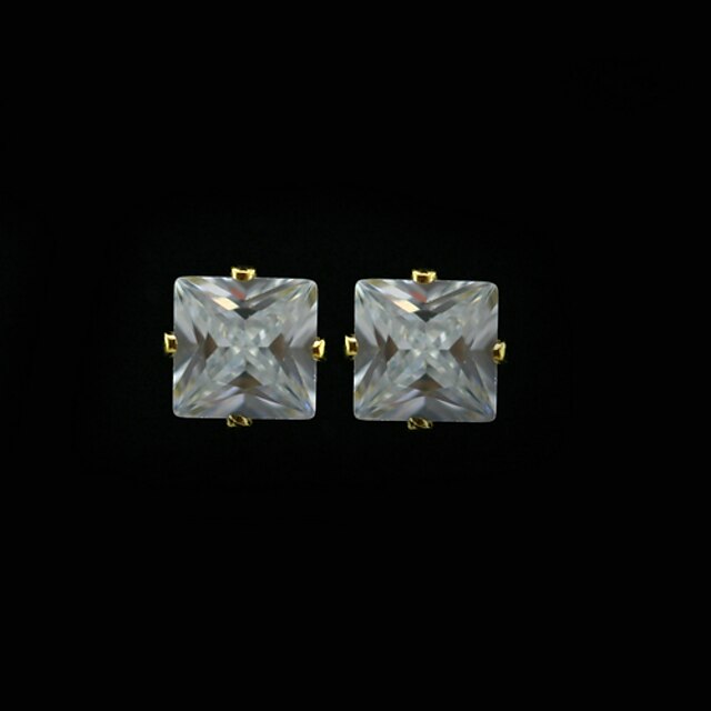  8MM White Cubic Zirconia Earrings In Square Shapes