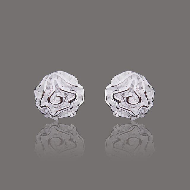  Gorgeous Silver Plate Rose Stud Earring