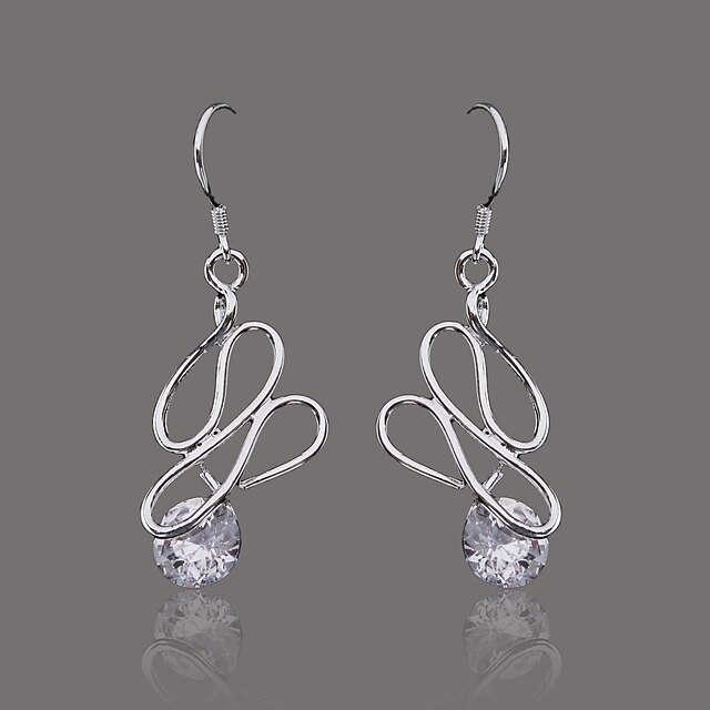  Gorgeous Silver Plate Crystal Shape Earring
