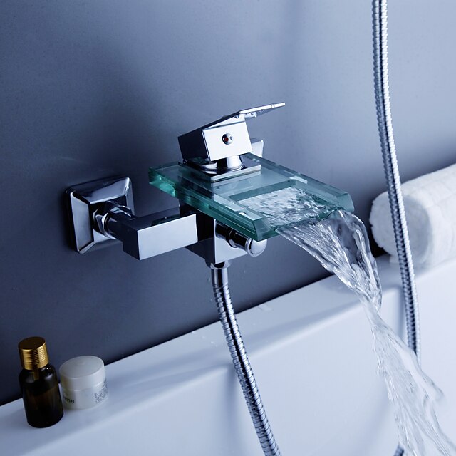  Douchekraan / Badkraan - Hedendaagse Chroom Bad en douche Keramische ventiel Bath Shower Mixer Taps / Messing / Single Handle twee gaten