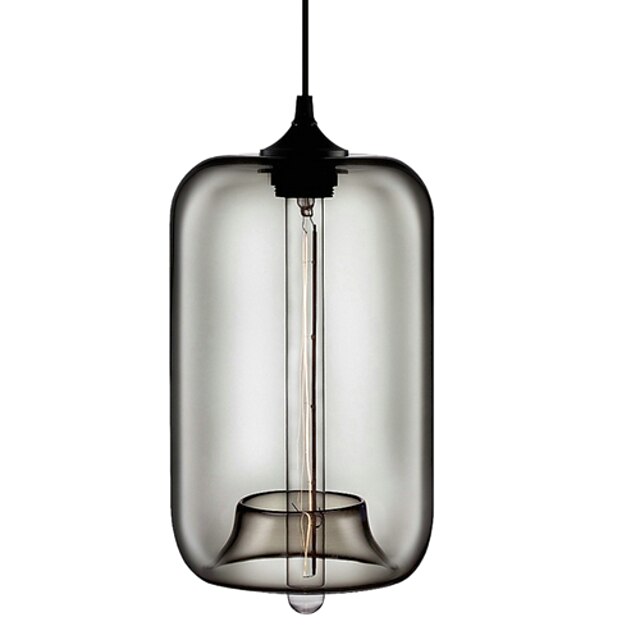  70W Transparent Glass Pendant Light in Black Bubble Design