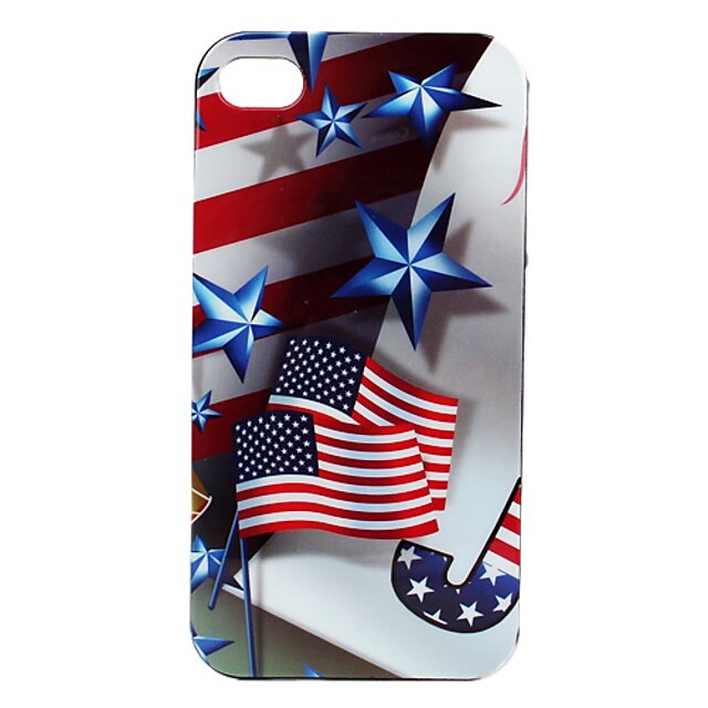  US Flag and Star Pattern Hard Case for iPhone 4 and 4S (Multi-Color)