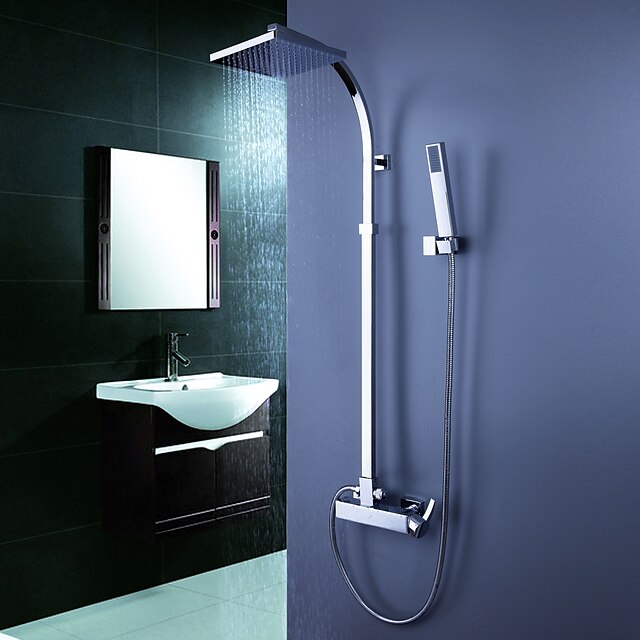  Duscharmaturen einstellen - Handdusche inklusive Regendusche Moderne Chrom Duschsystem / Einhand-Vierloch