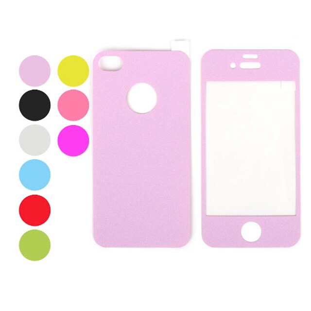  Farverig Læder Touch Front og Bag Skærmbeskytter Film til iPhone 4 og 4S (blandede farver)