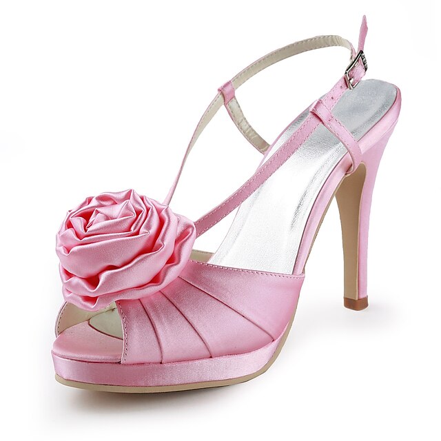  Satin Stiletto Heel Platform Sandals / Slingbacks With Satin Flower Wedding Shoes (More Colors)