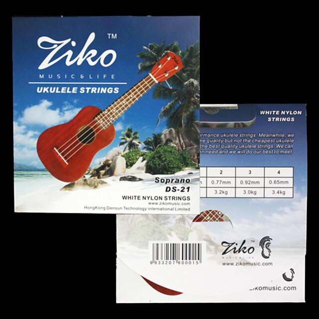  ZIKO - (DS-21) High-Grade White Nylon Soprano Ukulele Strings (060-065)