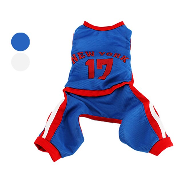  Dog Costume Jumpsuit Jersey Letter & Number Cosplay Sports Winter Dog Clothes Puppy Clothes Dog Outfits White Blue Costume for Girl and Boy Dog Cotton XS S M L XL