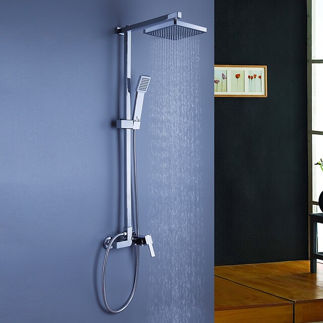 Shower Faucet - Contemporary Chrome Shower System Ceramic Valve Bath Shower Mixer Taps / Single Handle Three Holes