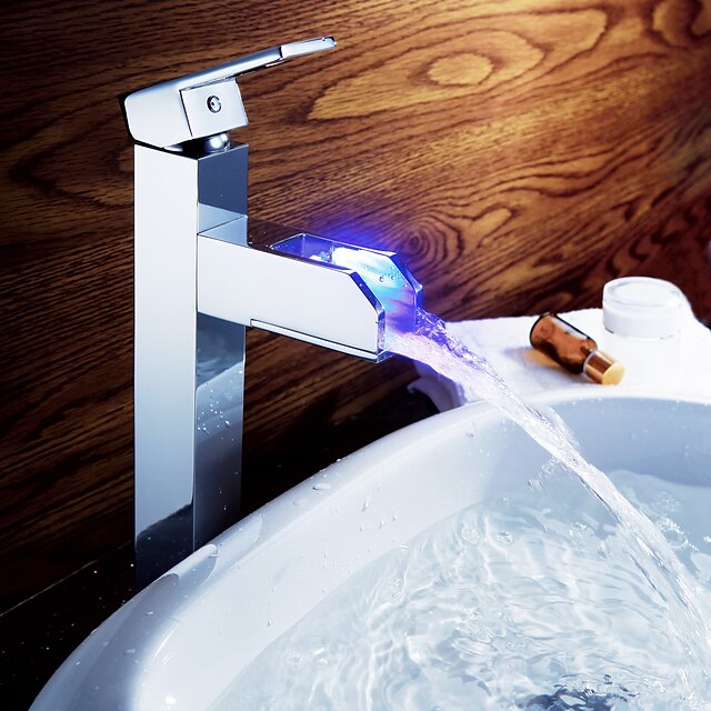  Sprinkle® Sink Faucets  ,  Countertop  with  Chrome Single Handle One Hole  ,  Feature  for LED / Centerset