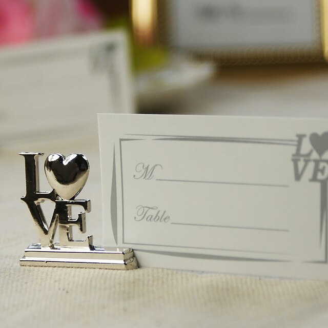  bordkort og holdere sølv kjærlighet sted kortholdere