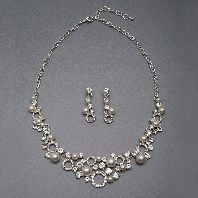  lega elegante imitazione gioielli di perle set di nozze compresi collana, orecchini
