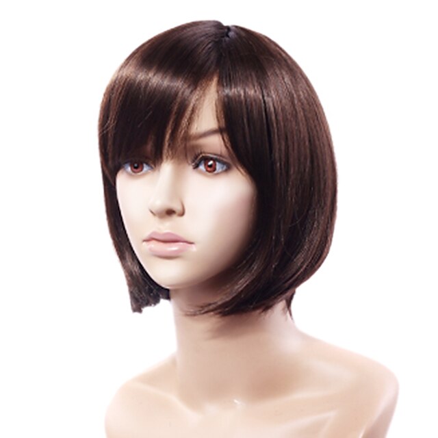  Capless Fashion Short Wavy Brown Human Hair Wig