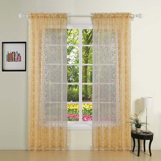  Dva panely Window Léčba Barroco Polyester Materiál Sheer Záclony Shades Home dekorace For Okno