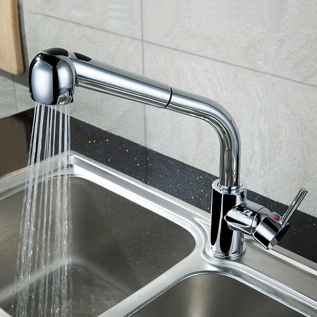  Kitchen faucet / Bathroom Sink Faucet - One Hole Chrome Bar / ­Prep Deck Mounted Traditional Kitchen Taps / Single Handle One Hole
