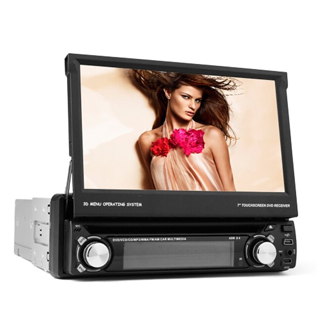  7-tommer 1 DIN TFT skærm in-dash bil dvd-afspiller med bluetooth, navigation-ready gps, rds, aftageligt panel, tv