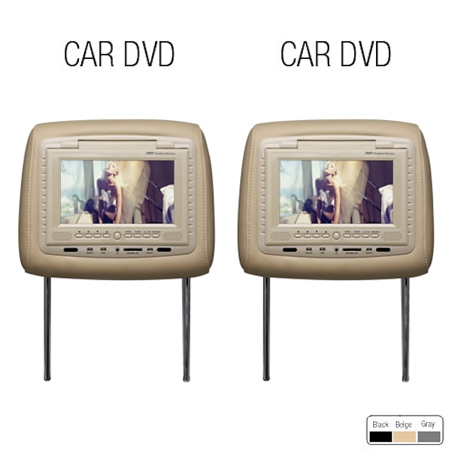  7 pulgadas de pantalla LCD con reproductor de DVD reposacabezas Altavoz incorporado, CD, DVD, Game (1 par)