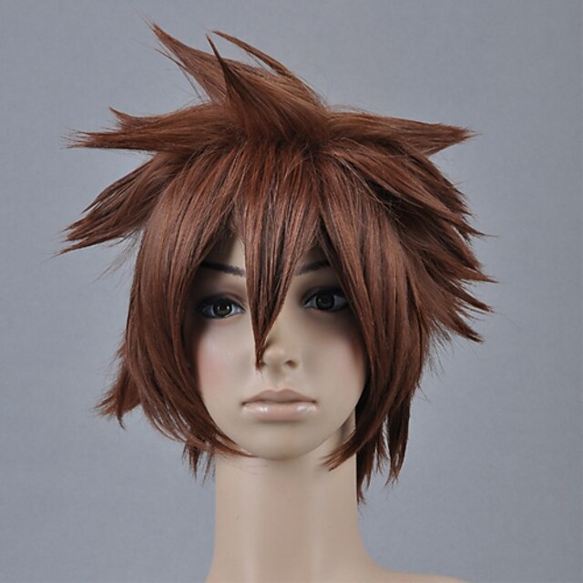  Kingdom Hearts Sora Men's 12 inch Heat Resistant Fiber Anime Cosplay Wigs