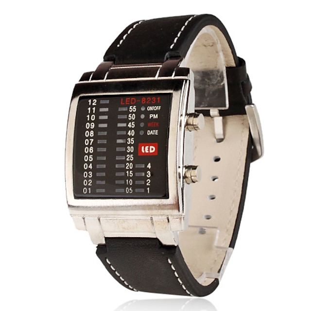  Αντρικά Μοδάτο Ρολόι Μοναδικό Creative ρολόι Ψηφιακό LED Μπάντα Μαύρο Μαύρο