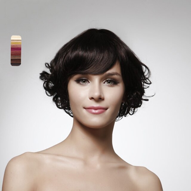  キャップレスあごの長さは、100％の人間の毛髪の性質を見て巻き毛のかつらの5色を選択する