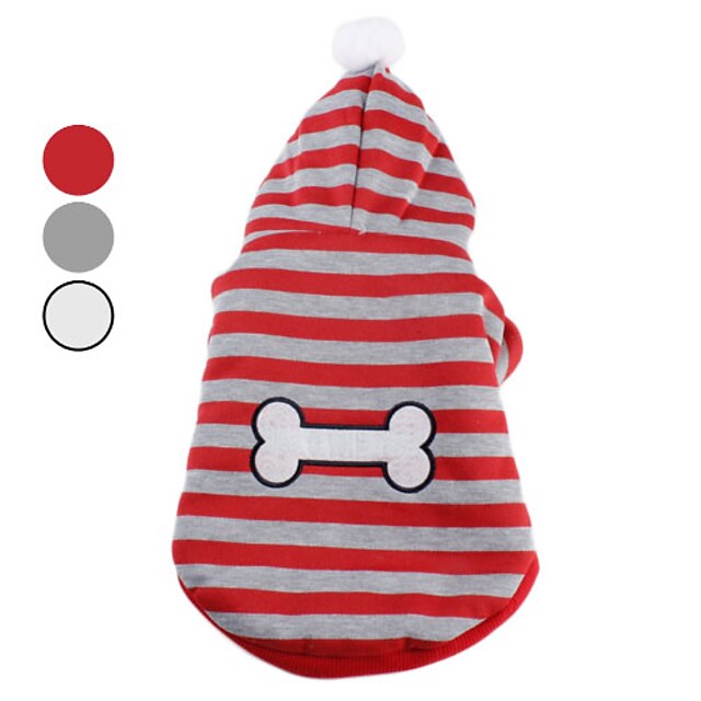  Dog Hoodie Dog Clothes Stripe White / Gray / Red Cotton Costume For Pets