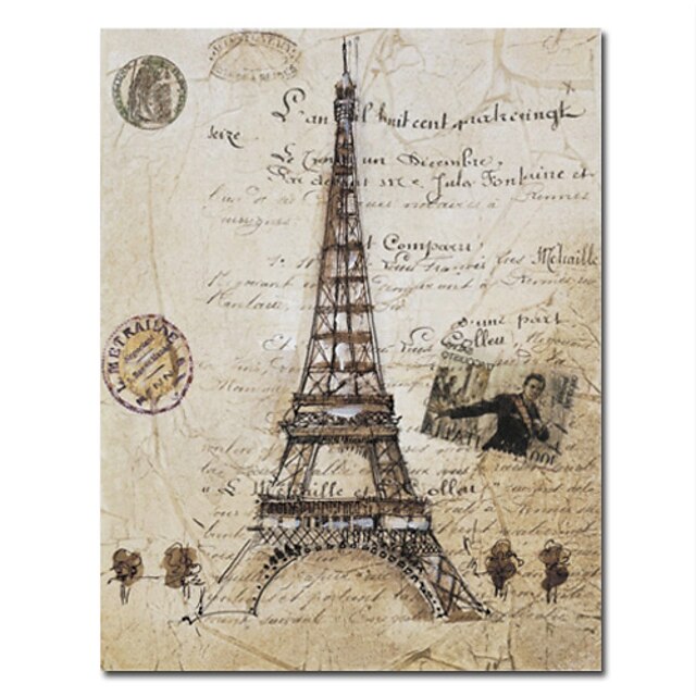  gedruckten Stadt Paris Eiffel Tower Kunst auf Leinwand mit Rahmen gespannt