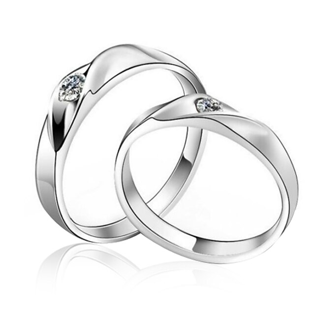  Élégant en argent sterling zircon cubique couple de Rings