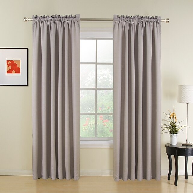  Rod Pocket Grommet Top Tab Top Double Pleat Curtain Modern Solid Polyester Material Home Decoration