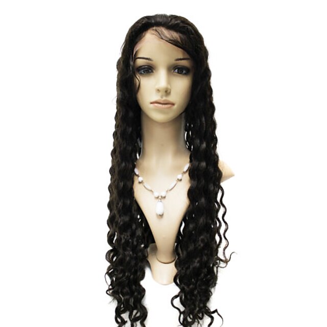  Lace Front 100% Indian Remy Hair Deep Wave Pruik met lang