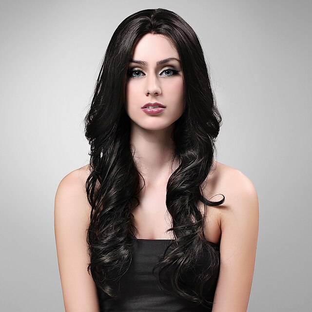  Synthetic Lace Front Wig Women's Black Wig Daily