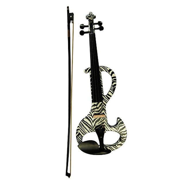  Kinglos - (DSZA-1302) Ebony Parts Electric Violin with Case/Rosin/Bow/Headphone/Cable (Zebra-Stripe)