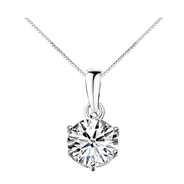  Women's Diamond Cubic Zirconia Pendant Necklace Solitaire Simulated Fashion Zircon Cubic Zirconia Alloy Silver Necklace Jewelry For Daily
