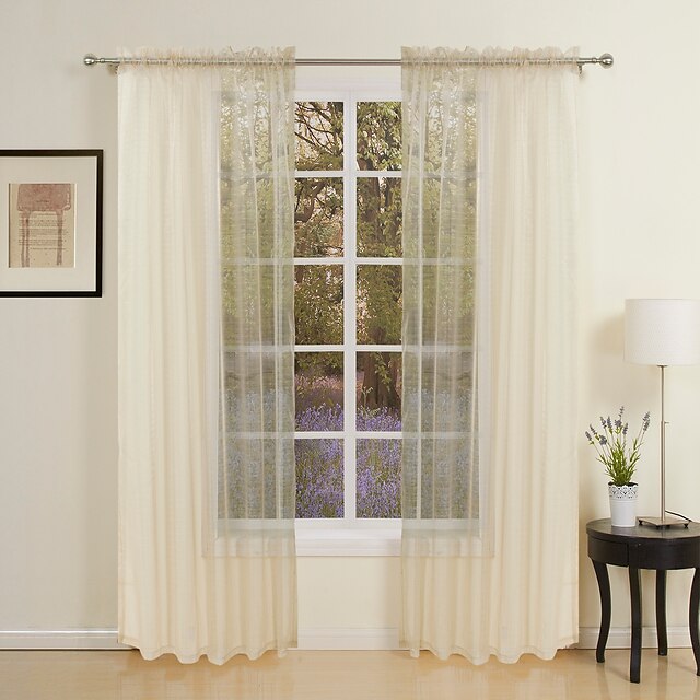  Sob Medida Transparente Sheer Curtains Shades Dois Painéis 2*(W183cm×L213cm) / Sala de Estar