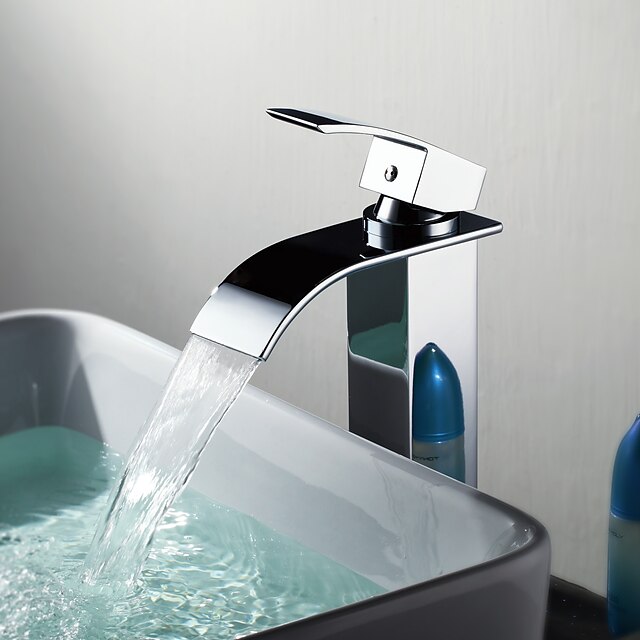  Lightinthrbox Sprinkle® ברזים לחדר האמבטיה - עכשווי כרום מפל מים / Centerset חור אחד