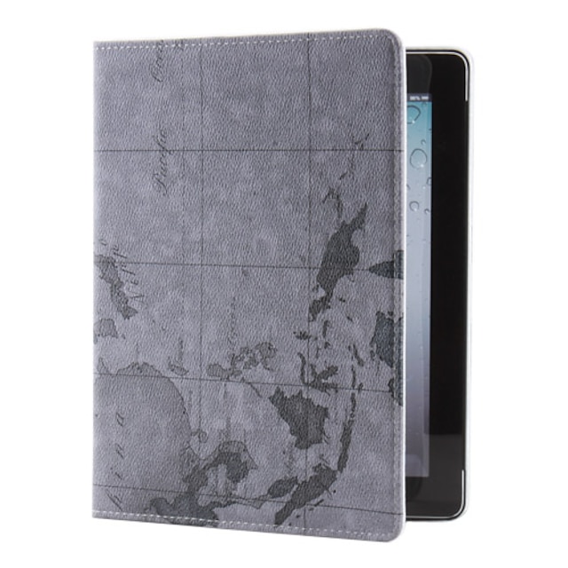  Karte Pattern PU Leather Case mit Ständer für das neue iPad und iPad 2