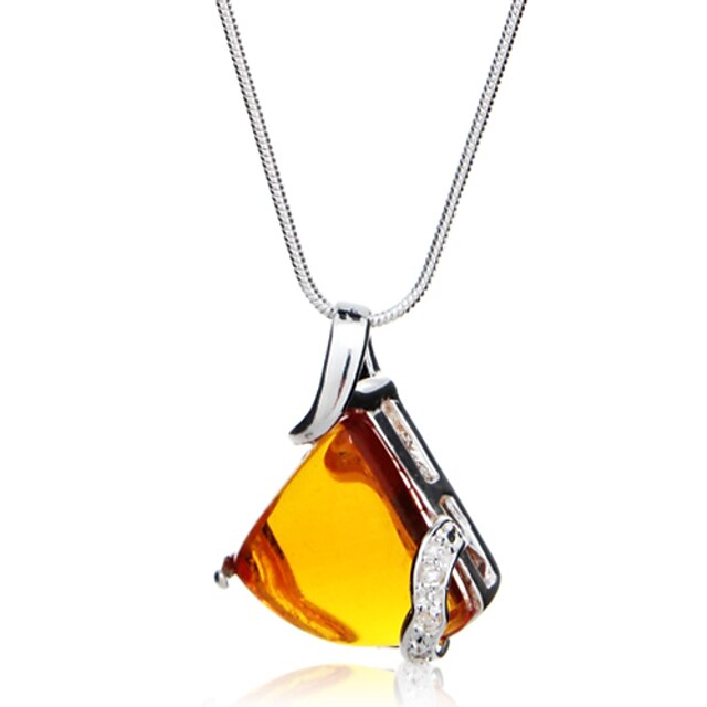  Prachtige mode-sieraden Driehoek Imitatie Gems Silver Plate ketting