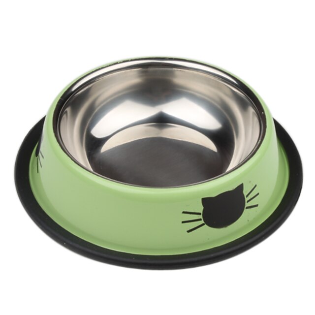  Cat Pattern Stainless Style Pet Bowl