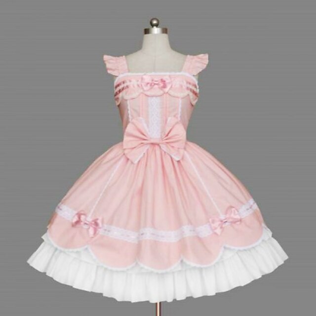  Prinzessin Sweet Lolita Kleid Damen Mädchen Baumwolle Japanisch Cosplay Kostüme Übergrössen Kundenspezifische Rosa Ballkleid Schleife Ärmellos Mittlerer Länge