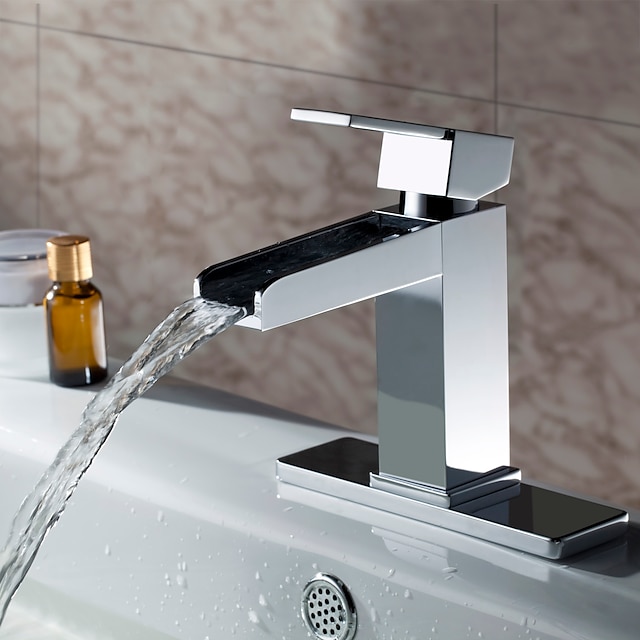  Sprinkle® by Lightinthebox - Solid Brass Contemporary Waterfall Bathroom Sink Faucet (Chrome Finish)