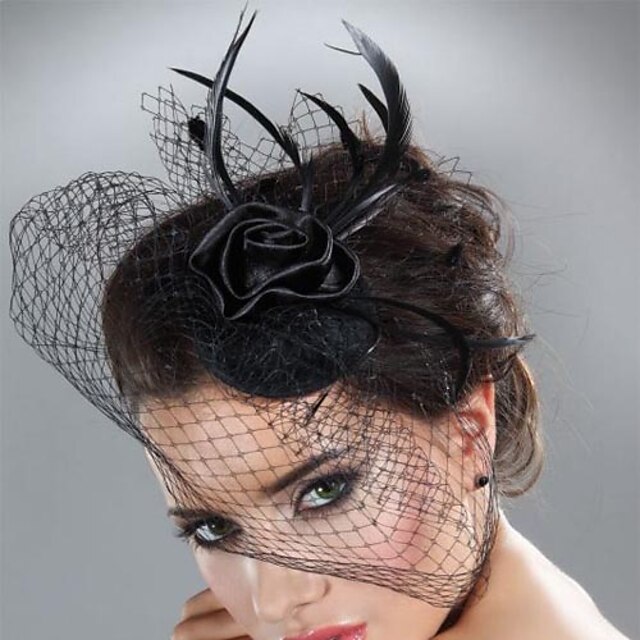  Tulle / Feather Fascinators with Feathers / Fur 1pc Wedding / Special Occasion / Horse Race Headpiece