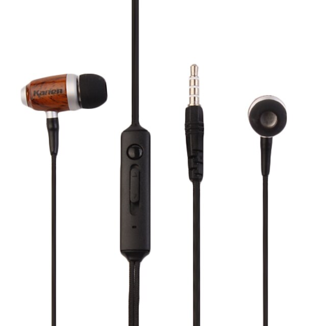  The Woodgrain Fashion High Quality Headphones, With An Extension Cord & Microphone