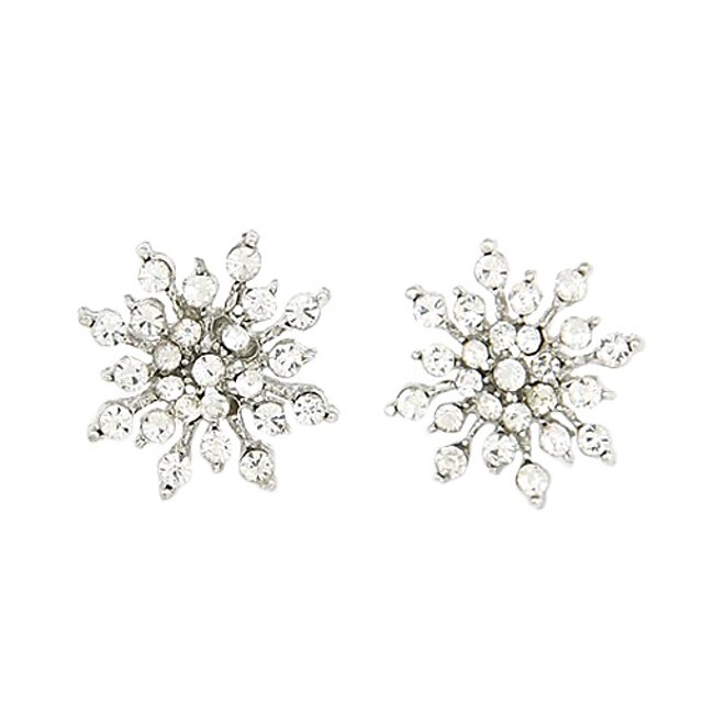  Women's Cubic Zirconia Stud Earrings - Zircon, Imitation Diamond Snowflake Personalized, Luxury, Fashion For Daily