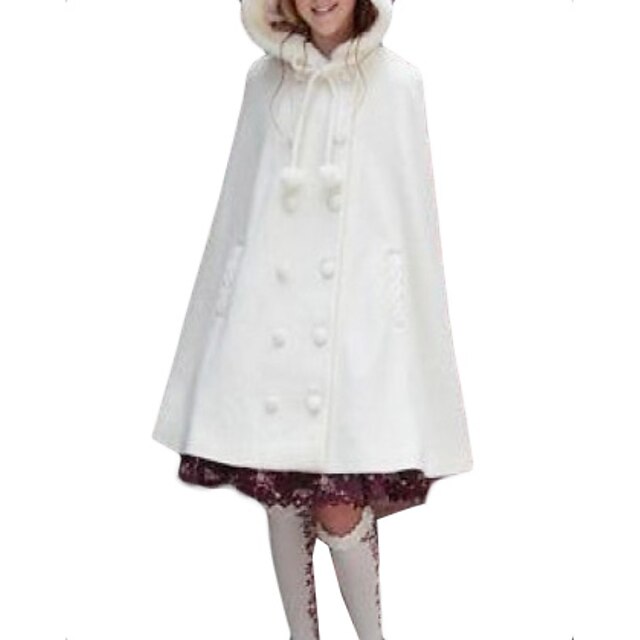  Sweet Lolita Coat White Black Medium Length Velvet Cloak Lolita Accessories