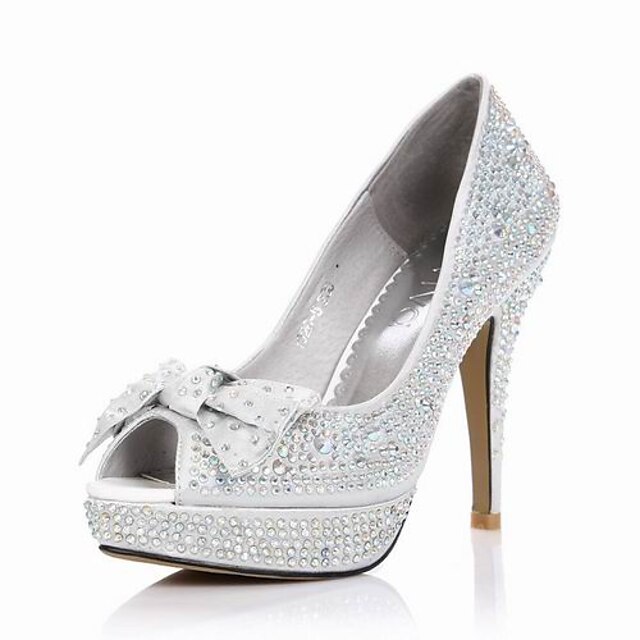  satin Pfennigabsatz Pumps mit Strass Hochzeit Schuhe