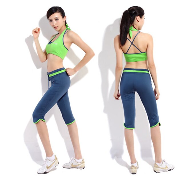  SiBoEn women's New Styles Yoga fitness Workout clothing suits 2 sets(sexy Yoga Vest+Drawstring Yoga Pants)