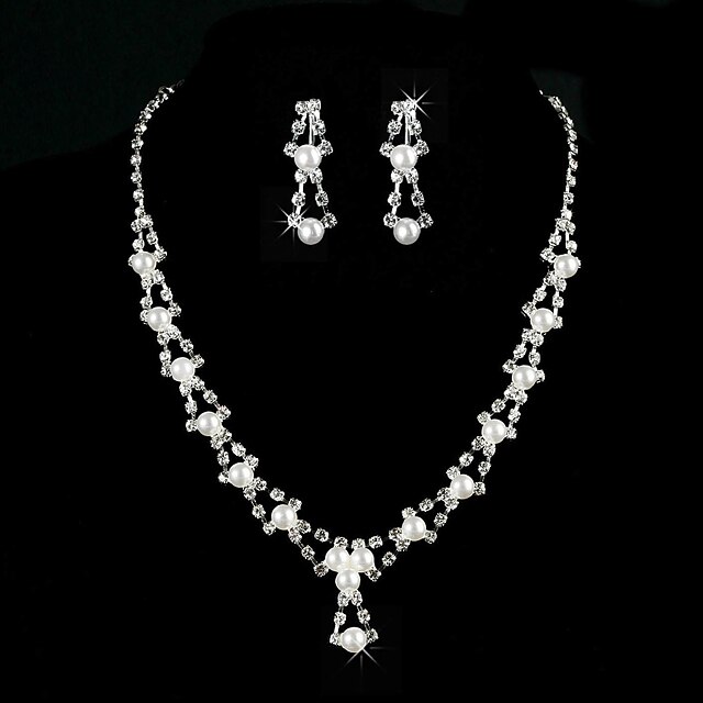  Alliage étonnant avec strass / imitation Set Bijoux en perles des femmes y compris le collier, boucles d'oreilles