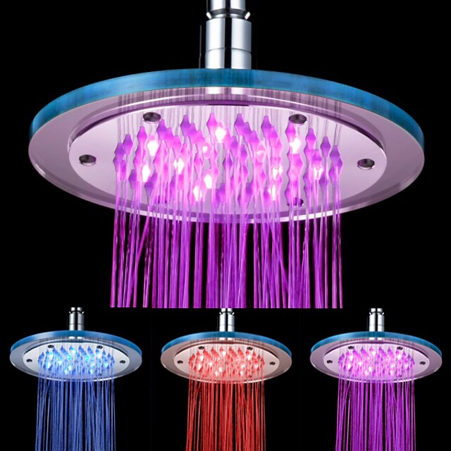  8-tommer 12-LED Round Akryl Loft Shower Head (Assorterede farver)