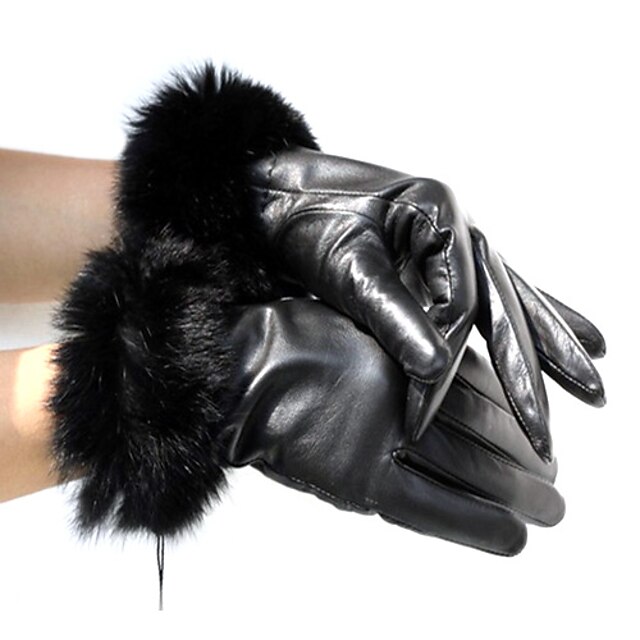  Wrist Length Fingertips Glove - Leather/Feather/ Fur Winter Gloves/Party/ Evening Gloves
